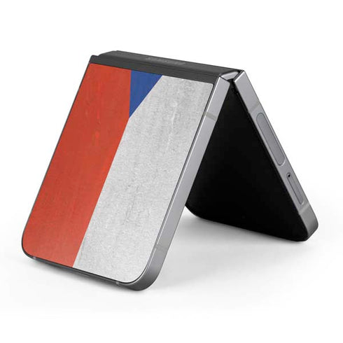 Czech Republic Flag Distressed Galaxy Z Flip6 Skin